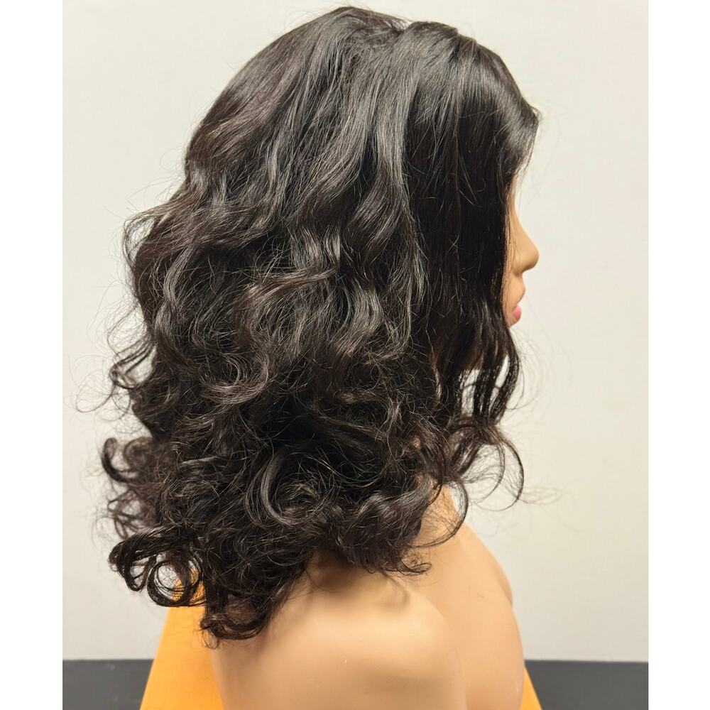 Luvme Hair Natural Black Body Wave Human Hair Wig 16" NWT